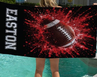 Personalized Football Beach Towel – Custom Sports Pool Towel