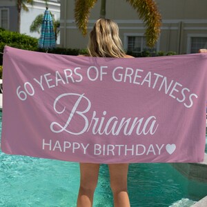 Peryiter Happy Birthday Beach Towel – 100% Cotton, 28" X 55", Large Soft Blanket For Pool, Party, Summer Gift - View #2