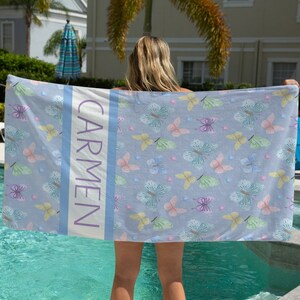 Personalized Butterfly Beach Towel, Custom Beach Towels, Boho Rainbow Towel, Butterfly Baby Shower, Pool Towel, Boat Accessories