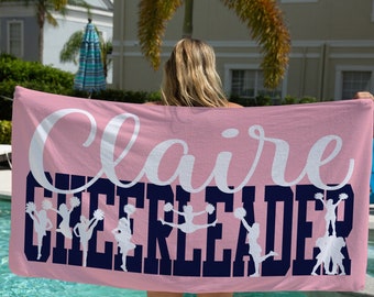 Personalized Cheerleader Beach Towel, Cheer Team Gift