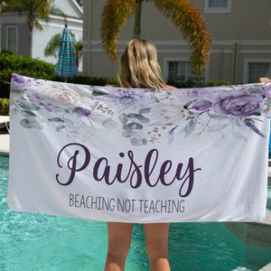 Teacher Summer Gift, Beaching Not Teaching Beach Towel, Teacher Goodbye Gift, Personalized Pool Towel, Mentor Teacher Gift, End Of Year Gift