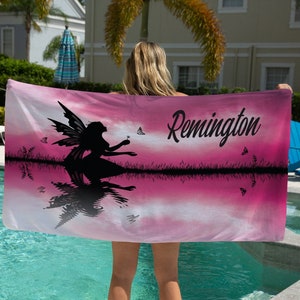 Fairy Beach Towel, Butterfly Fairy Pool Towel, Fairy Birthday Decorations, Personalized Beach Towel For Adult, Birthday Gift, Custom Toddler