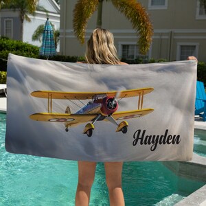 Aviation Beach Towel, Airplane Pool Towel, Personalized Beach Towel, Airplane Father Day Gifts,  Birthday Gift For Men, Housewarming Gift