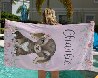 Personalized Goat Beach Towel, Toddler Gift, Custom Name