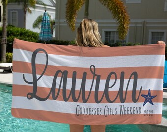 Personalized Beach Towel, Girls Trip, Bridal Party Favors