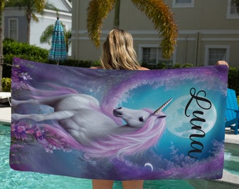 Unicorn Beach Towel, Personalized Unicorn Pool Towel, Birthday Gift For Girl, Beach Towel For Women, Housewarming Gift, Vacation Gift