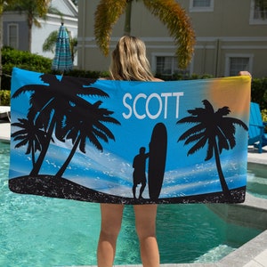 Surfing Beach Towel, Surfing Gifts, Surfing Decor, Personalized Beach Towel For Men, Customized Surfing Towel, Gift For Teenager, Summertime