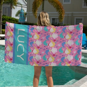 Mermaid Beach Towel, Personalized Beach Towel For Little Girl, Swimming Pool Accessories, Custom Baby Towel, Kids Beach Towel, Toddler Towel