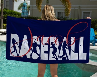 Baseball Beach Towel, Customized Beach Towel, Personalized Towel For Men, Coach, Gift For Men, Baseball Lover Gift, Birthday Gift Boy