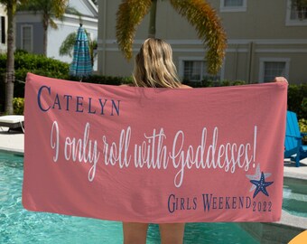 Personalized Beach Towel, Girls Trip Gifts, Bridal Party Favors
