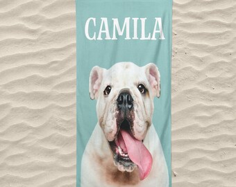 english bulldog beach towel