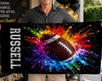 Personalized Football Beach Towel – Custom Name Sports Pool Towel