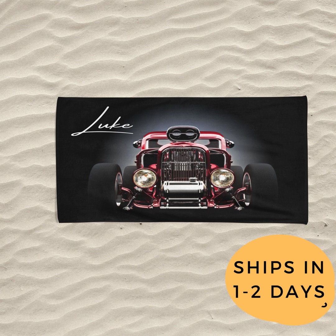 Antique Car Beach Towel Hot Rod Personalized Beach Towel Etsy