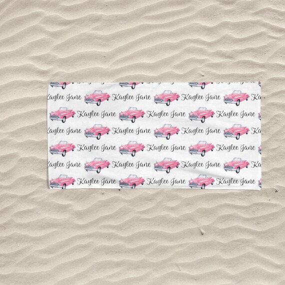 Lillian Vernon Kids Personalized Beach Towel - Cars Design, 30x60 Inches, 100% Cotton, Custom Name Embroidery