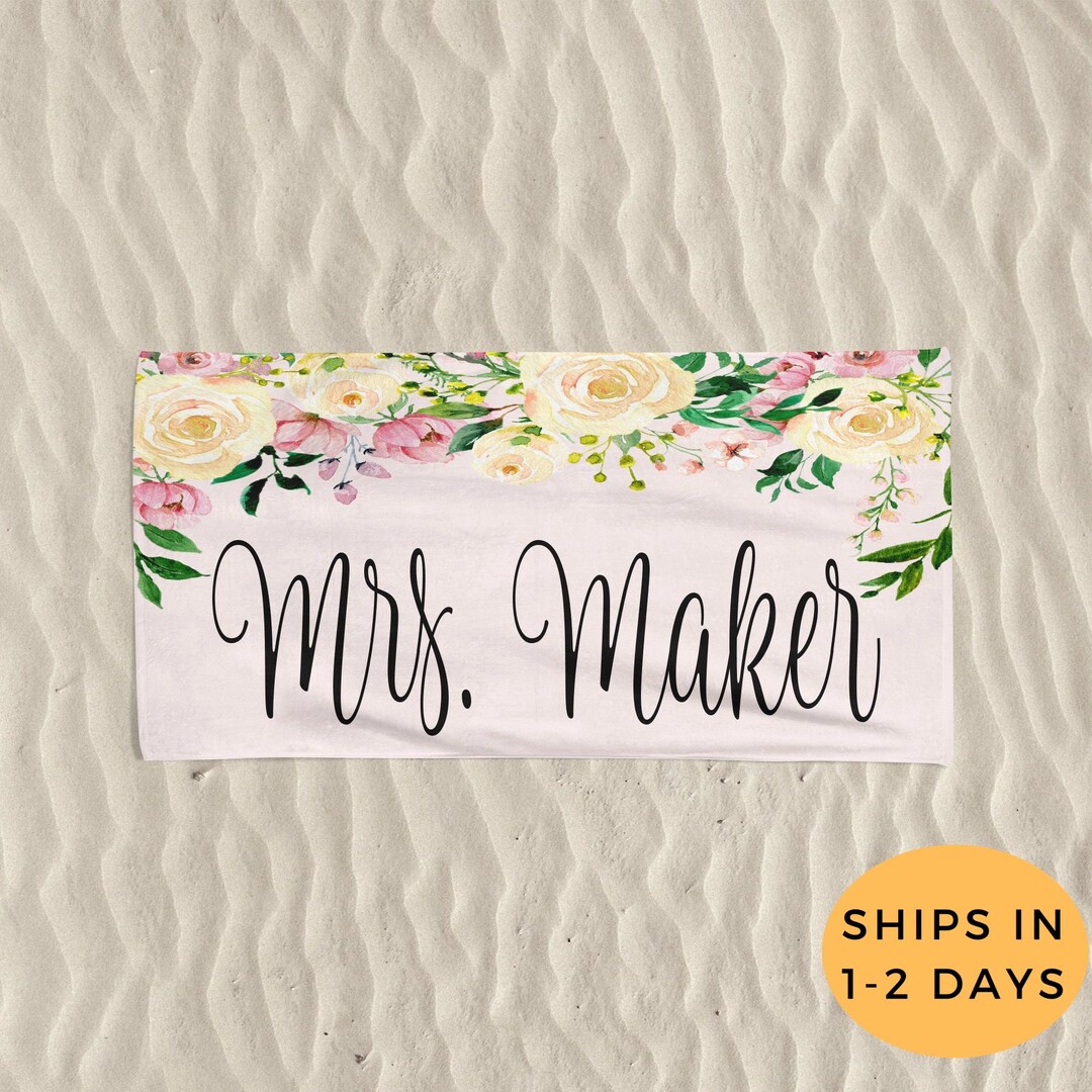 Personalized Beach Towel Bride Beach Towel Beach Towel Etsy