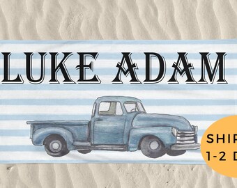 Personalized Beach Towel, Soft Microfiber Fleece Top, Cotton Terry Back