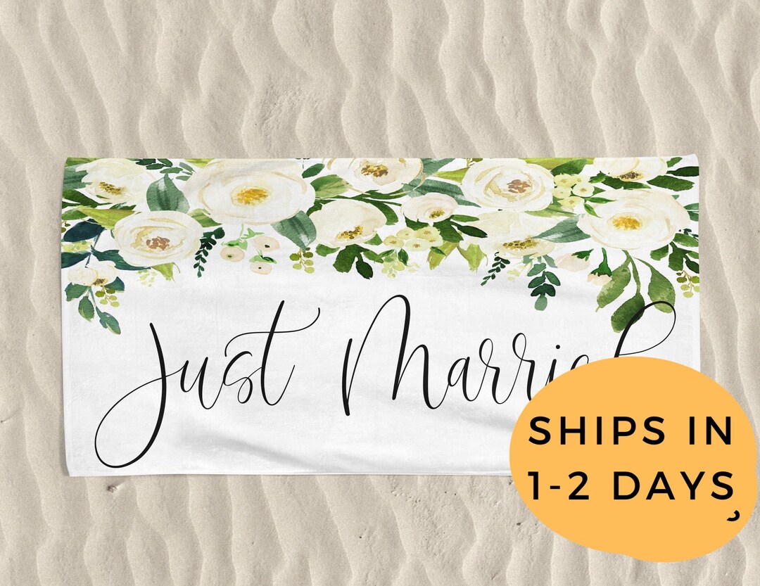 Bride Beach Towel Just Married Bride Towel Beach Towel Etsy