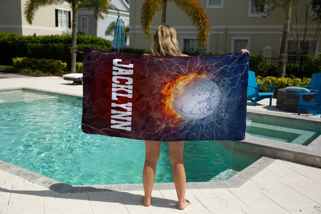 Personalized Volleyball Beach Towel, Volleyball Gifts for Girls, Unique