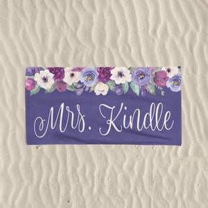 Personalized Floral Beach Towel, Future Mrs Gift