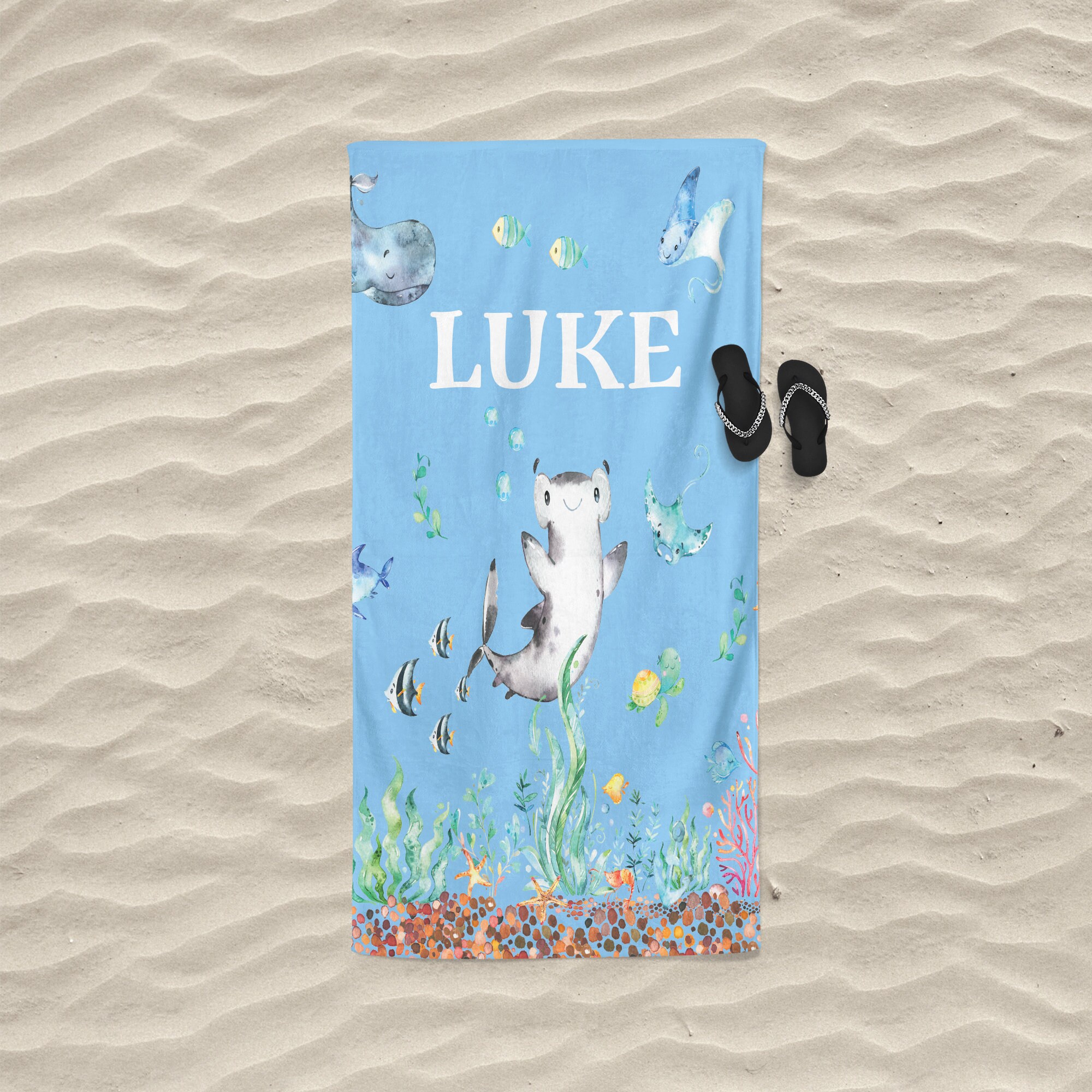 Ocean Towel Kids Beach Towel Personalized Baby Towel Custom Etsy
