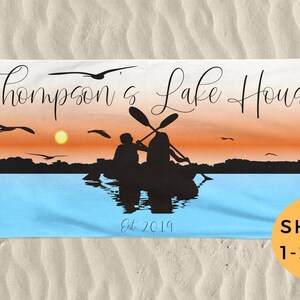Personalized Lake House Beach Towel, Vacation Home Decor
