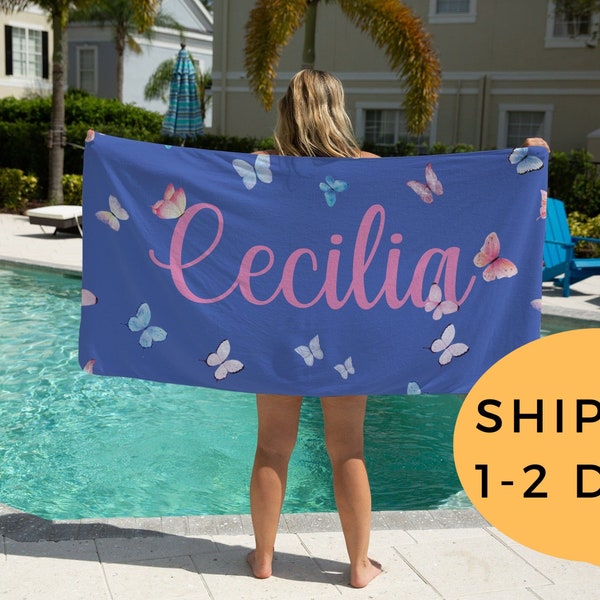 Scalloped Beach Towel, Butterfly Trellis main image 1