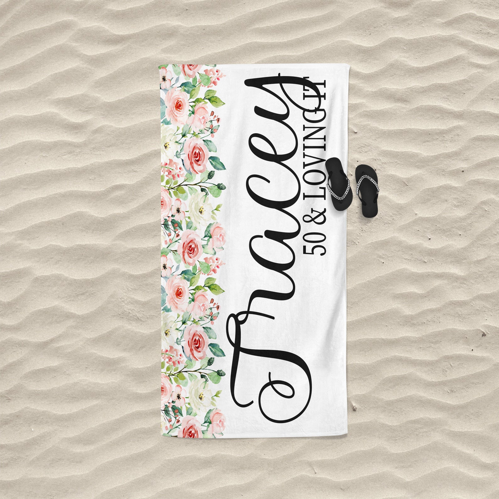 50th Birthday Gift for Women Personalized Beach Towel Girls Etsy