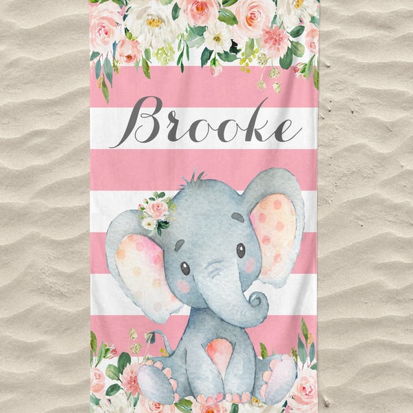 Elephant Towel, Kids Beach Towels Personalized, Beach Towel Personalized, Custom Beach Towel, Birthday Gift, Personalized Gift