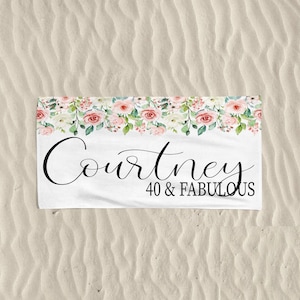40th Birthday Gift For Woman, Unique 40th Birthday Gift, Fortieth Birthday Gift, Personalized Beach Towel, Pool Favor For Adult