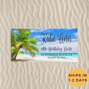 Personalized Beach Towel, Birthday Bash Gift, Custom Adult Favor