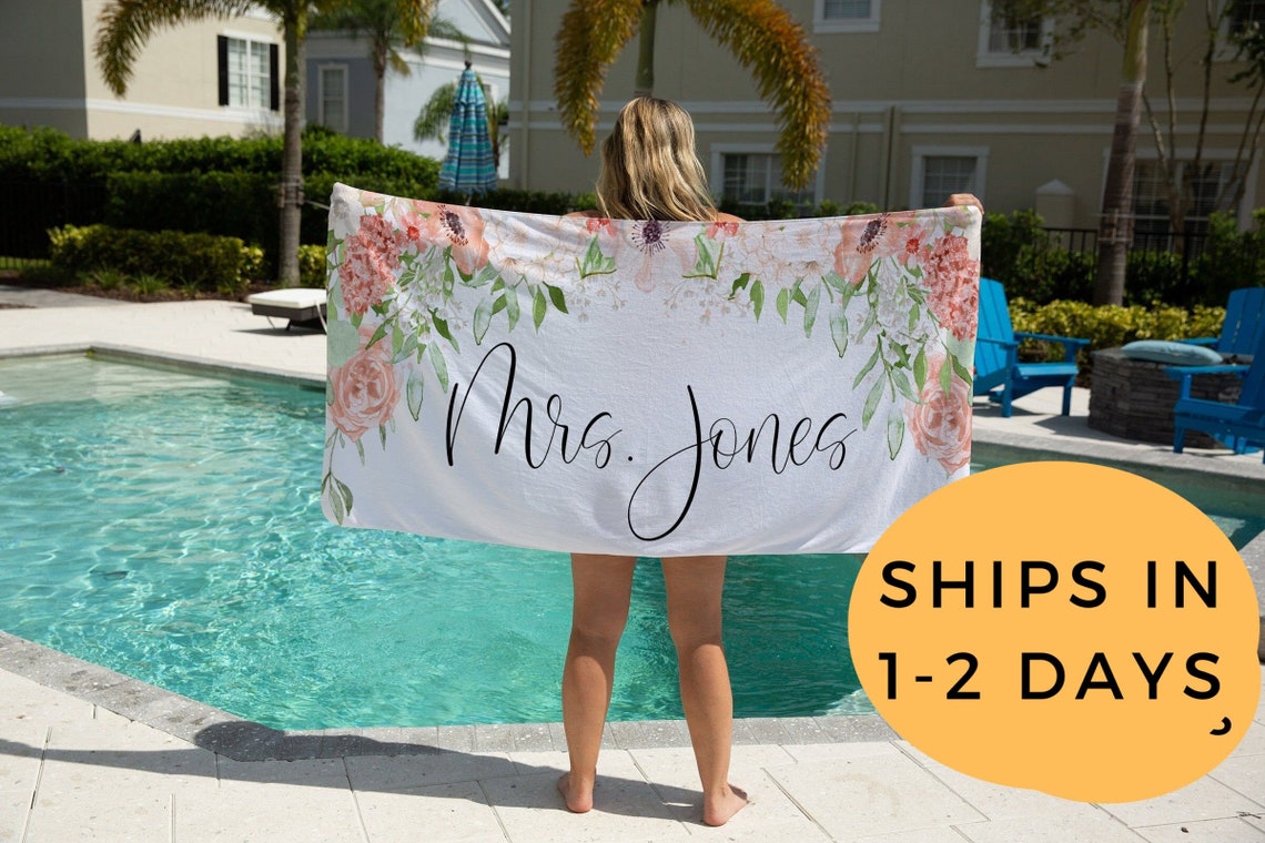 Bride Beach Towel Personalized Beach Towel Beach Towel Etsy