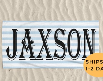 Personalized Beach Towel, Custom Name, Soft Microfiber