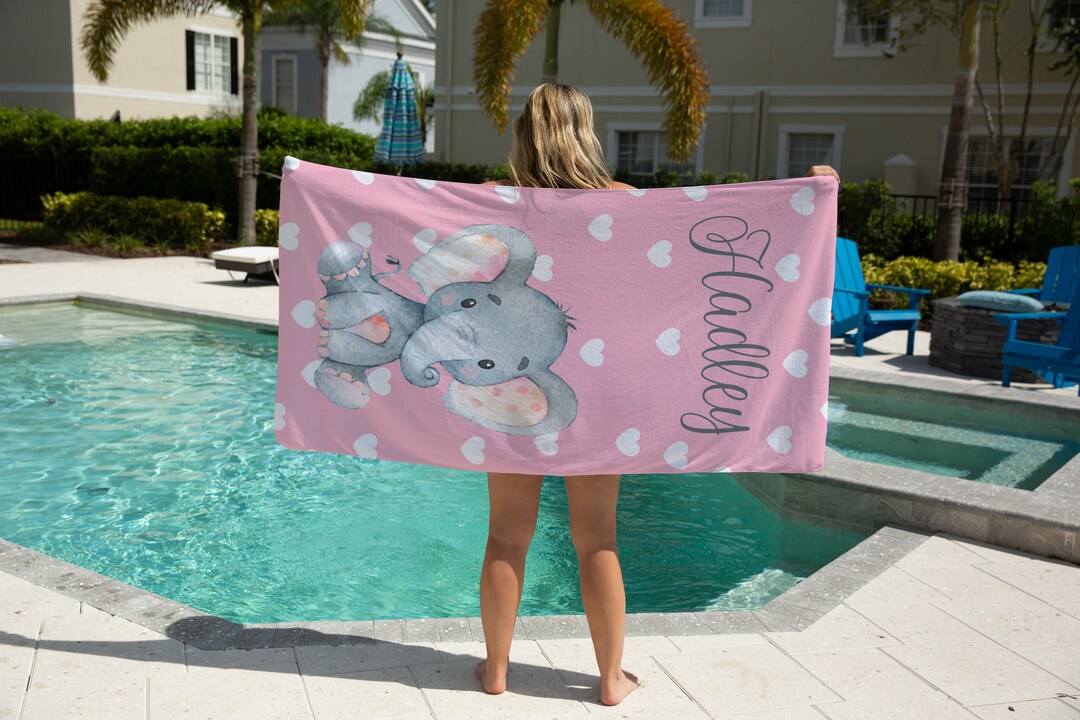 Elephant Beach Towel Personalized Girl Custom Beach Towels Etsy