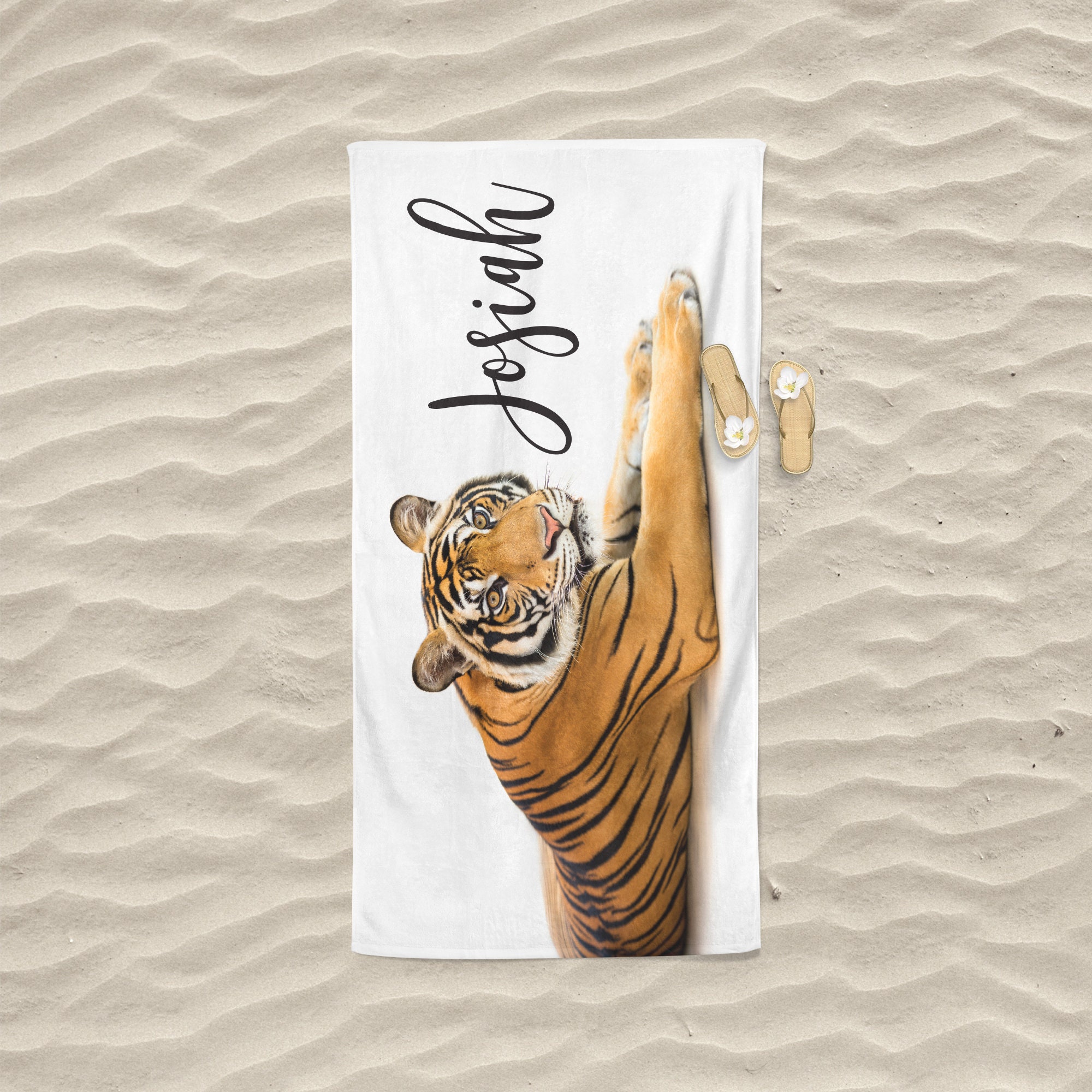 Beach Towel Personalized Tiger Towel Custom Beach Towel Etsy