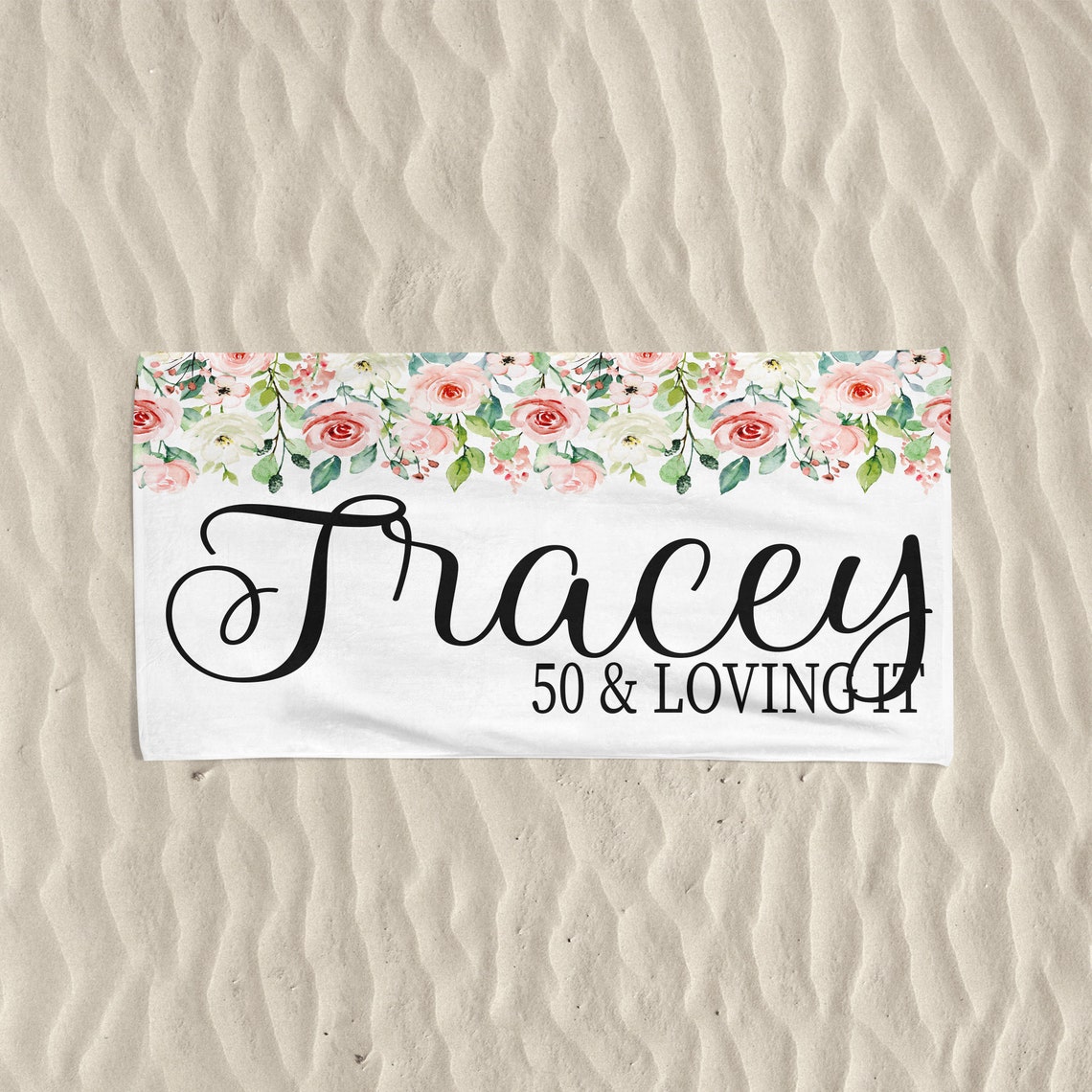 50th Birthday Gift For Women Personalized Beach Towel Girls Etsy
