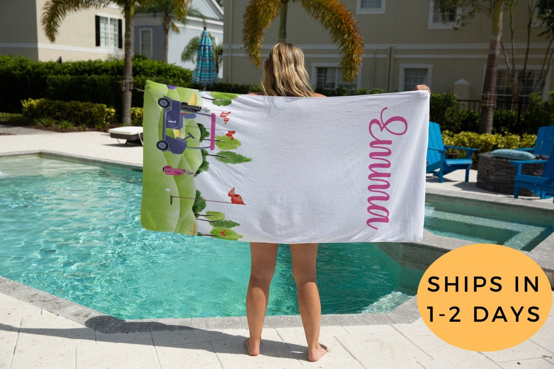 Golf Beach Towel, Personalized Beach Towel for Girl, Teenage Girl Gifts