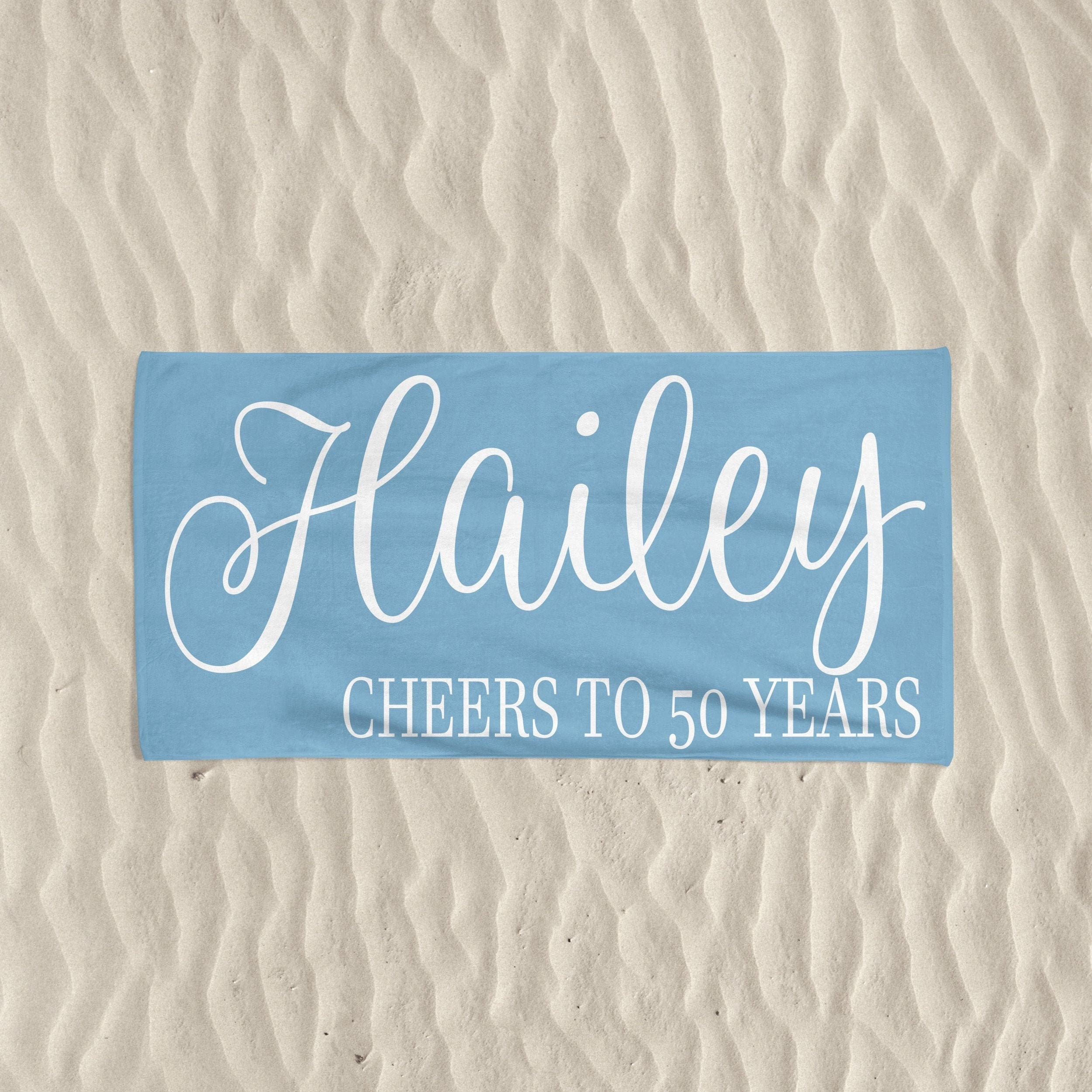 50th Birthday Gift For Women Personalized Beach Towel Girls Etsy