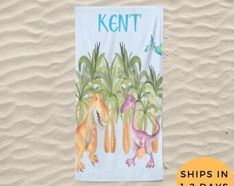 Dinosaur Towel, Kids Beach Towels Personalized, Beach Towel Personalized, Custom Beach Towel, Birthday Gift, Personalized Gift