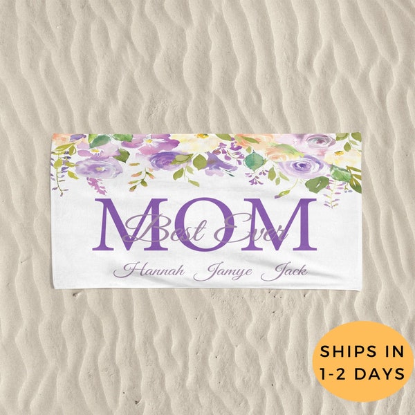 Mom Beach Towel, Mothers Day Gift From Kids, Aunt Mothers Day Gift, Personalized Beach Towel, Birthday Gift For A 30 Year Old Mom