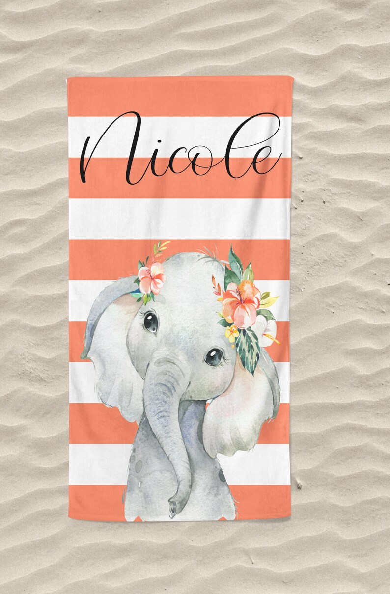 Elephant Towel Kids Beach Towels Personalized Beach Towel Etsy
