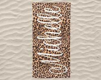 Leopard Towel, Personalized Beach Towel Adult, Custom Beach Towel, Senior Gift,  Housewarming Gift Condo, 21st Birthday Gift For Her
