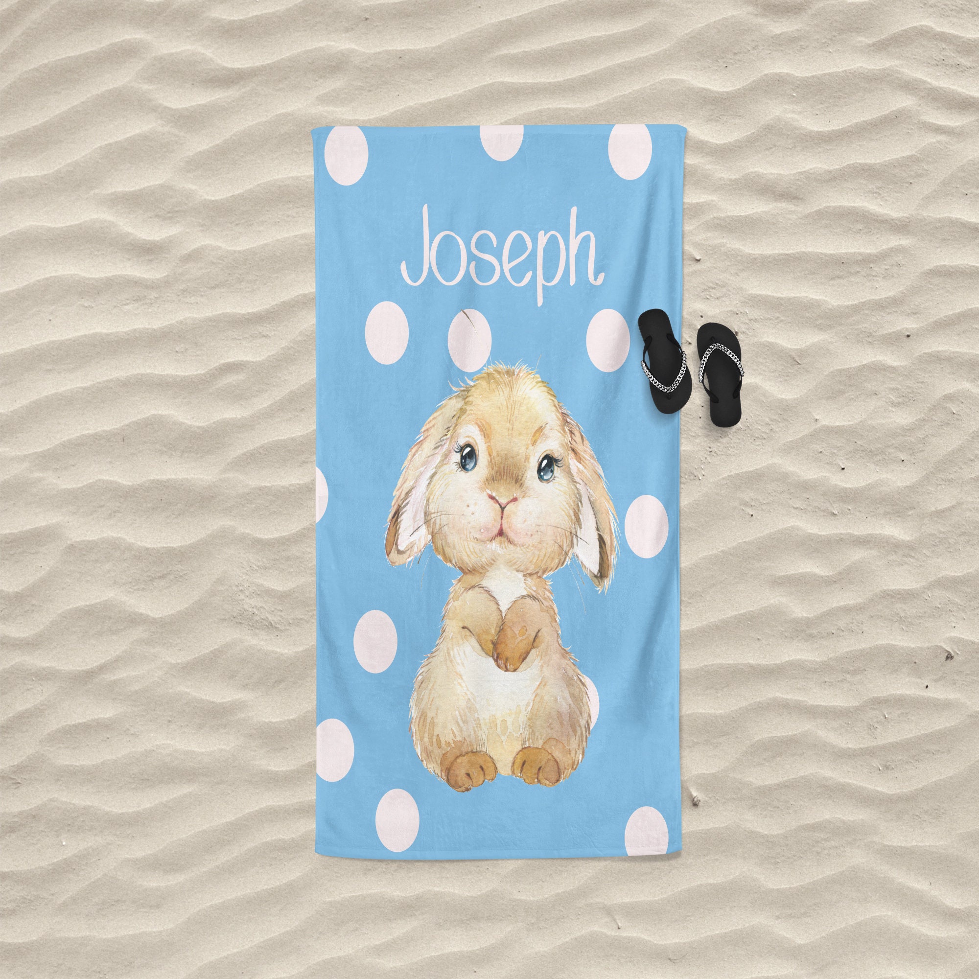 Bunny Beach Towel. Personalized Rabbit Beach Towel Easter Etsy