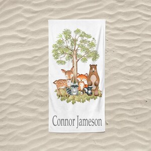 Woodland Towel, Beach Towel Personalized, Personalized Towels, Child Beach Towel, Customized Boys Beach Towel, Kids Beach Towel Personalized