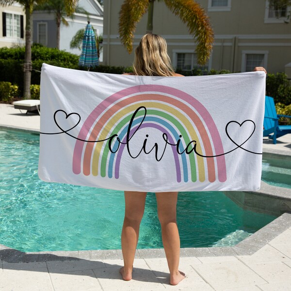 Rainbow Beach Towel Etsy