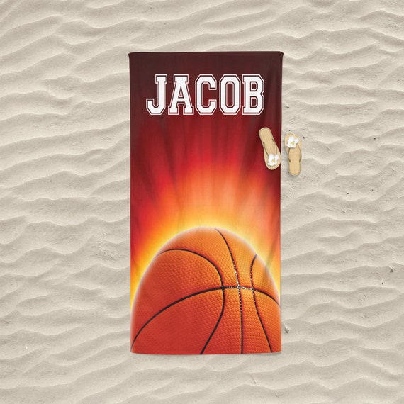 Basketball Beach Towel, Personalized Beach Towel Boys, Basketball