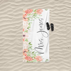 Bride Beach Towel Personalized Beach Towel Beach Towel Personalized Bride Towel Personalized Future Mrs Bridesmaid Gift image 4