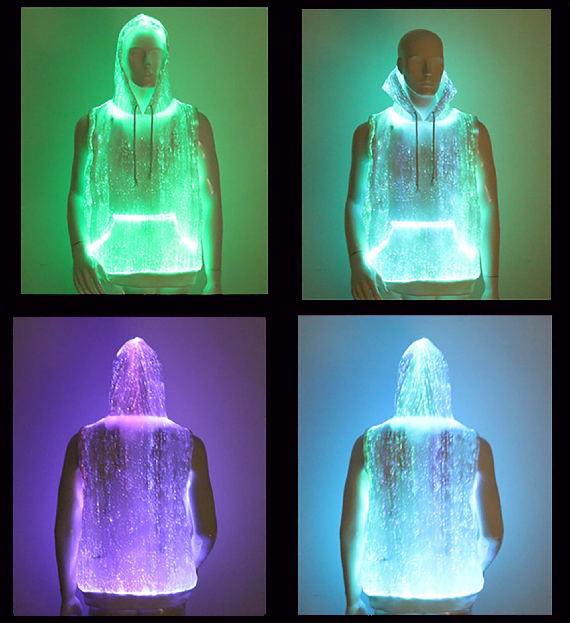 RGB Light Up Hoodie Vest Luminous Fiber Optic Fabric w/ Remote Etsy