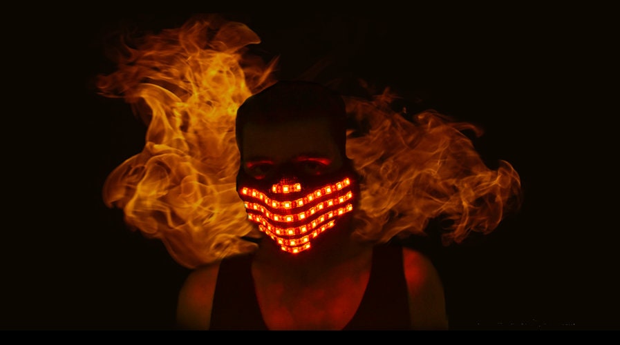 Light Up Rave Mask RGB Rechargable LED Mask Party Mask Etsy