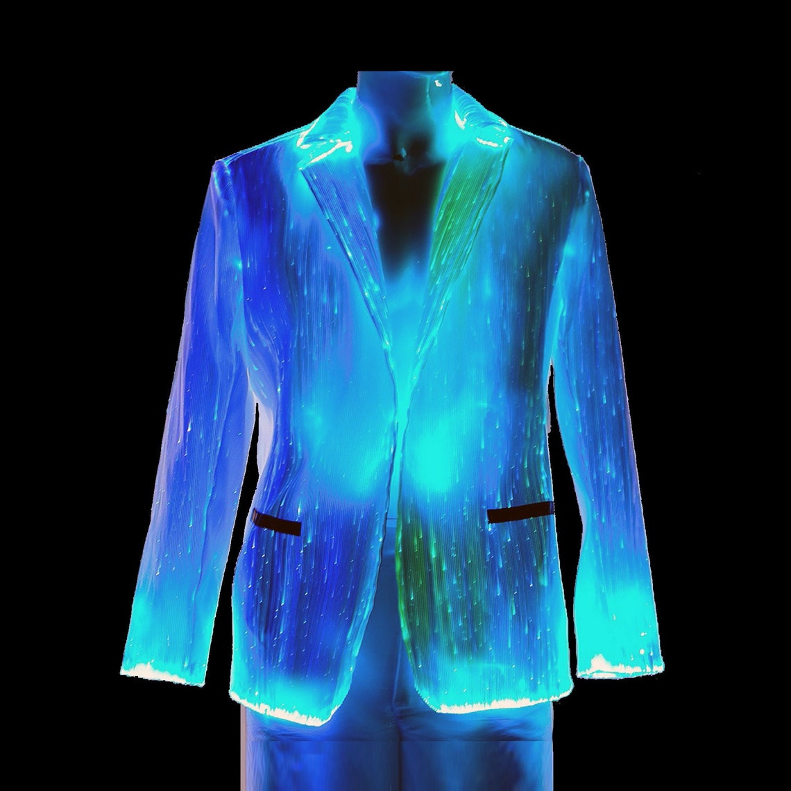 Light Up Jacket Casual Luminous Fiber Optic Fabric w/ Remote Etsy