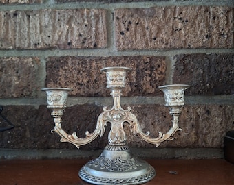 Vintage 3 tier candleabra silver tone